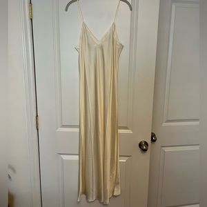 Cream satin night gown. Wore while getting ready for my wedding.